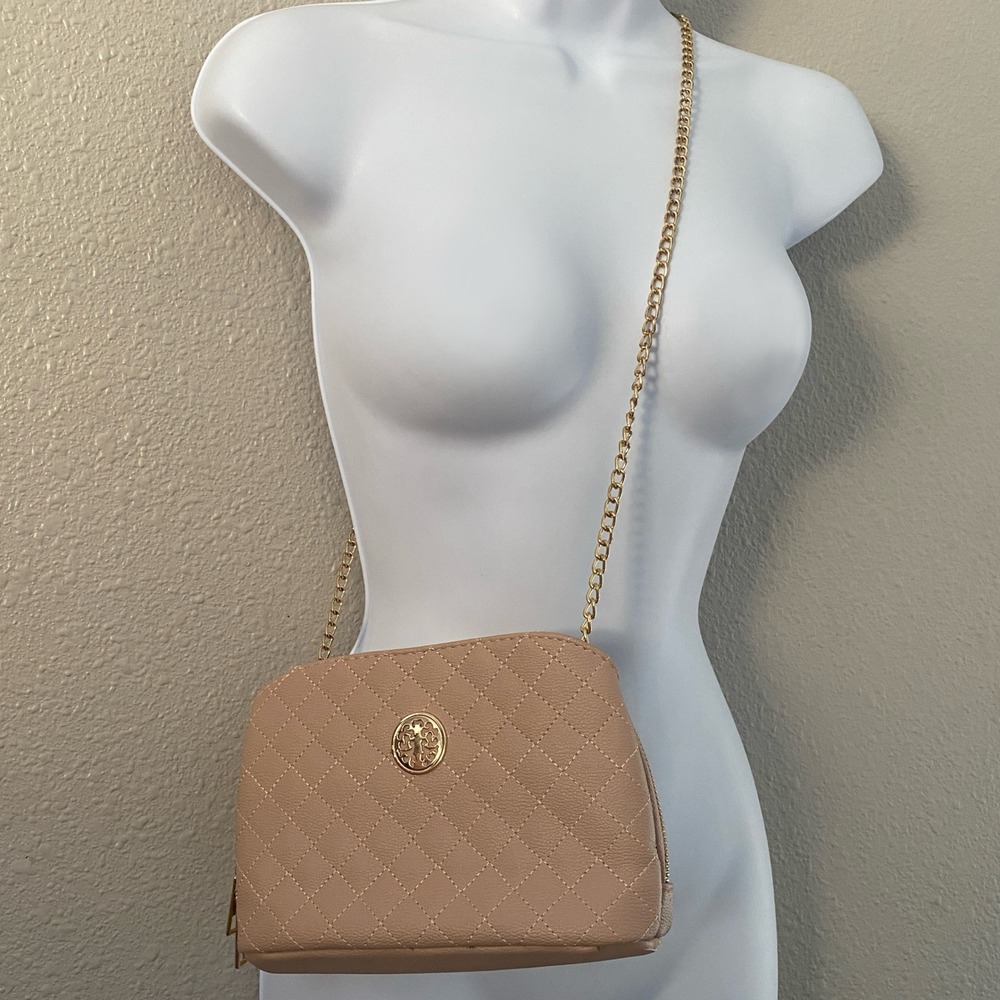 Pink Quilted Crossbody Bag Purse Vegan Leather Chain Feminine Versatile